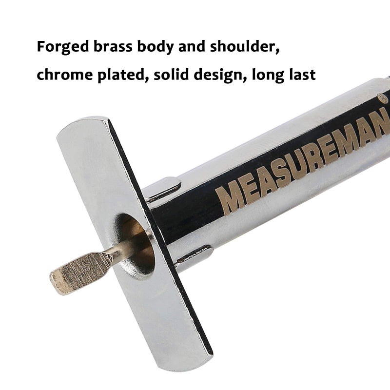 MEASUREMAN Solid Brass Body Tire Tread Depth Gauge, 0-32nd, Aluminum Slide - Image 2